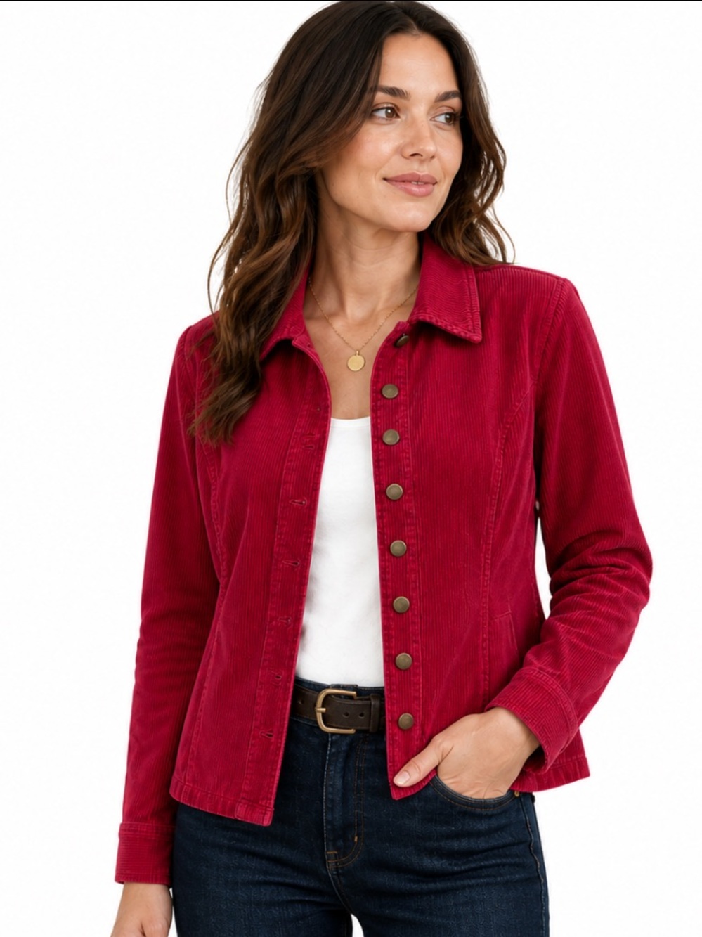 Christopher & Banks Raspberry Corduroy Jacket Stretch Size S